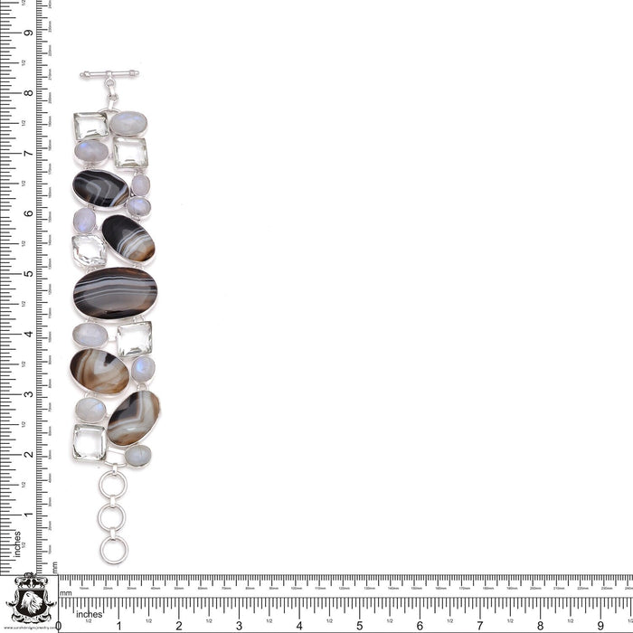 Moonstone Seraphinite Amethyst Bracelet Necklace Earrings SET1120