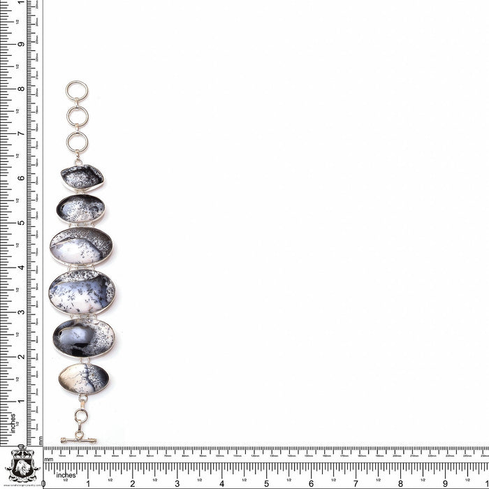 Australian Dendritic Agates Genuine Gemstone Silver Bracelet B4660