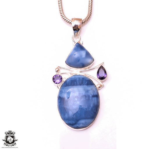 Blue Owyhee Opal Pendant & 3MM Italian Chain P10049