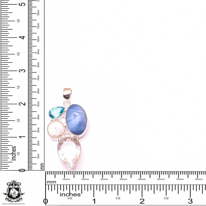 Owyhee Opal Clear Topaz Pearl Pendant & 3MM Italian Chain P10028