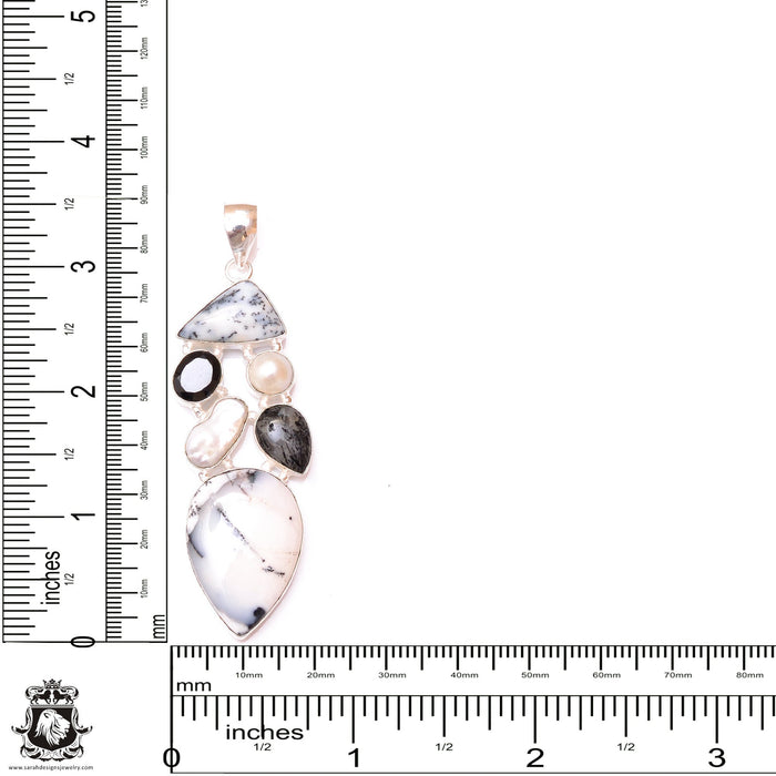 Merlinite Dendritic Opal Pearl Pendant & 3MM Italian Chain P9598