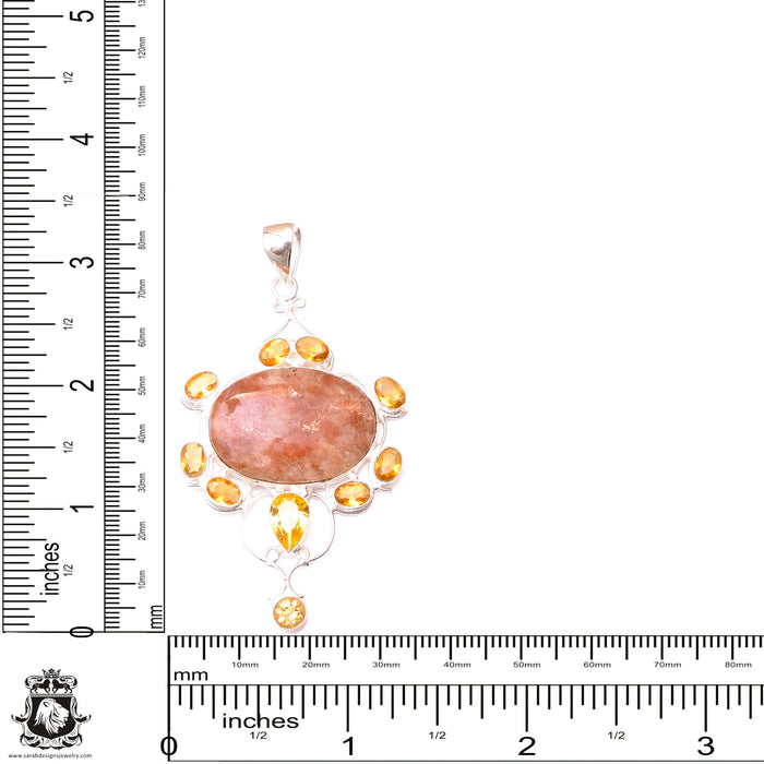 Peach Oregon Schiller Sunstone Citrine Pendant & 3MM Italian Chain P9609