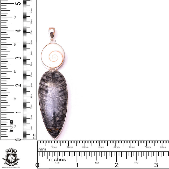 Orthoceras Fossil Shiva Shell Pendant & 3MM Italian Chain P10041