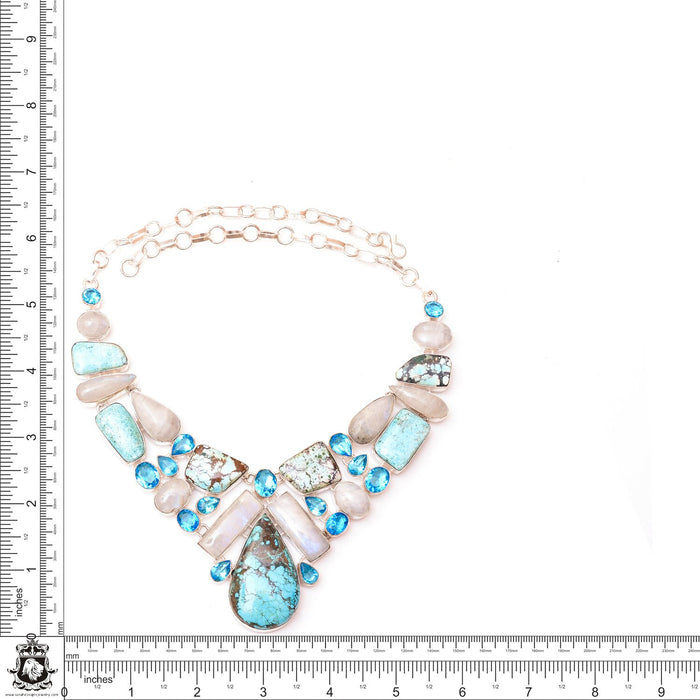 Lone Mountain Turquoise Moonstone Silver Earrings Bracelet Necklace Set SET1218