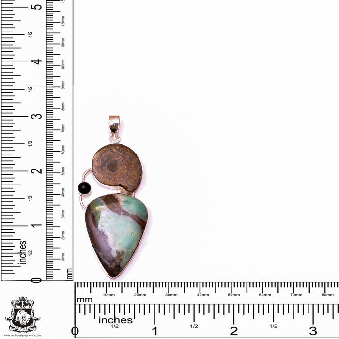 Boulder Chrysoprase Ammonite Pendant & 3MM Italian Chain P9912