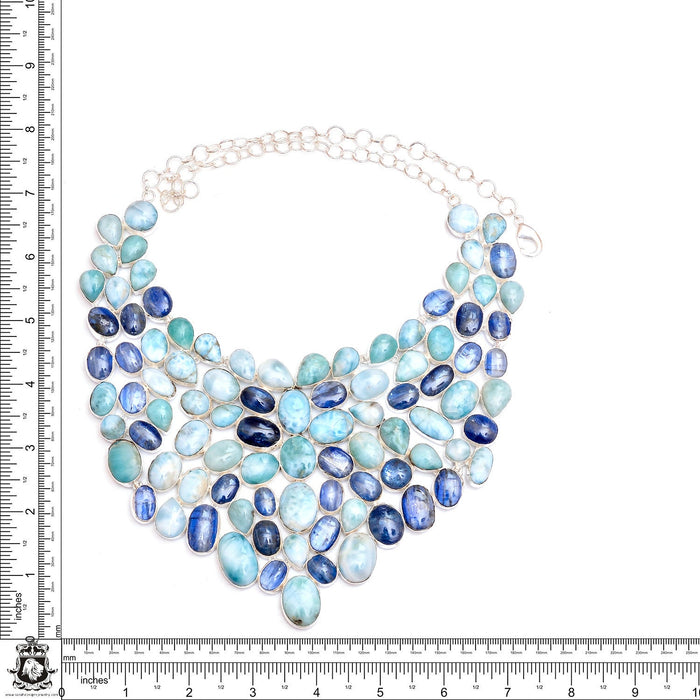 Only at Sarah Designs Jewelry! Larimar Kyanite Tanzanite Genuine Gemstone Necklace BNC4