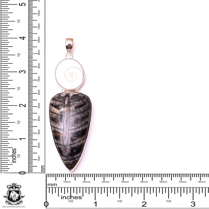 Orthoceras Fossil Shiva Shell Pendant & 3MM Italian Chain P10040