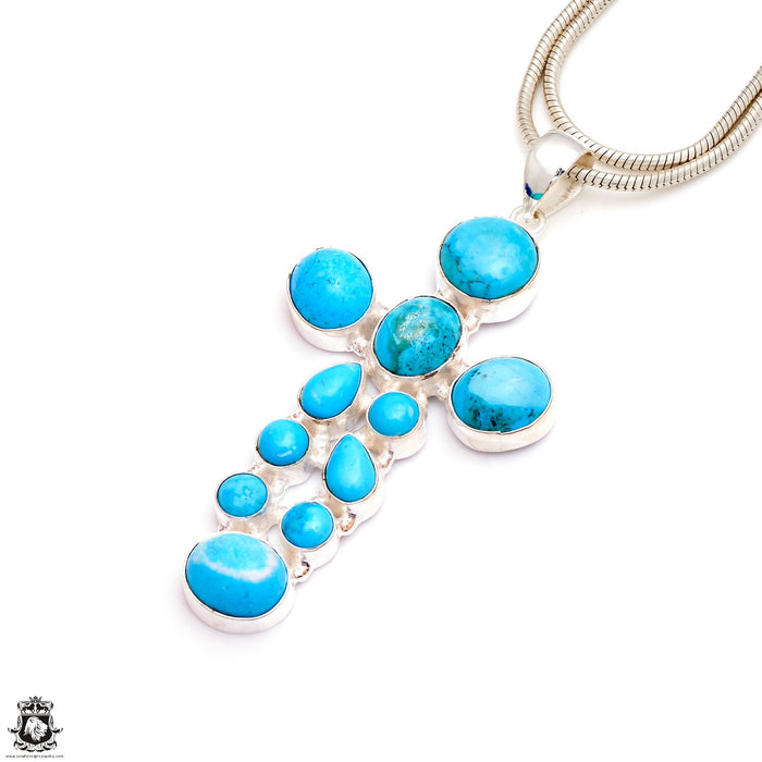 Beautiful Turquoise Cross Pendant & Chain P9503