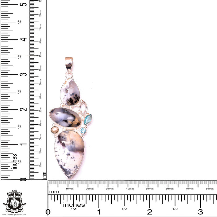 Merlinite Dendritic Opal Topaz Pendant & 3MM Italian Chain P10065