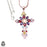 Exclusive! Multi Stone Cross Pendant & 3MM Italian Chain P9841