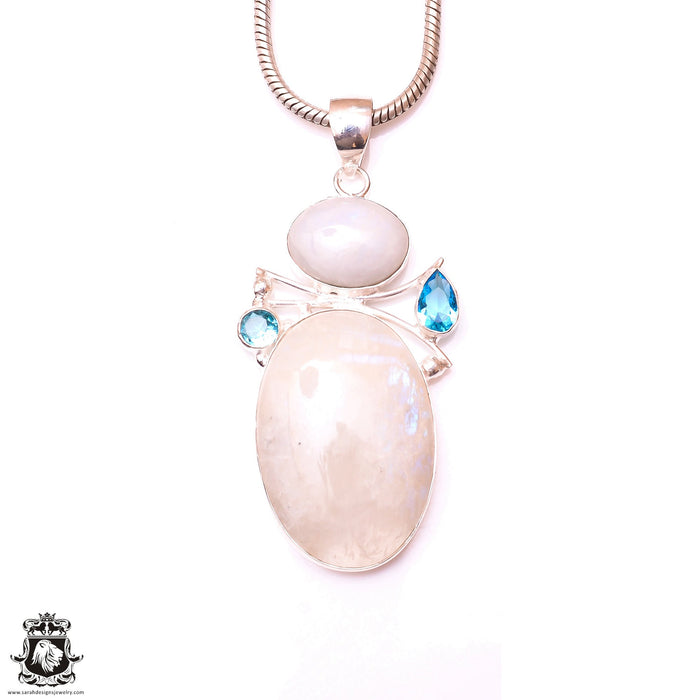 Rainbow Moonstone Pendant & 3MM Italian Chain P10048