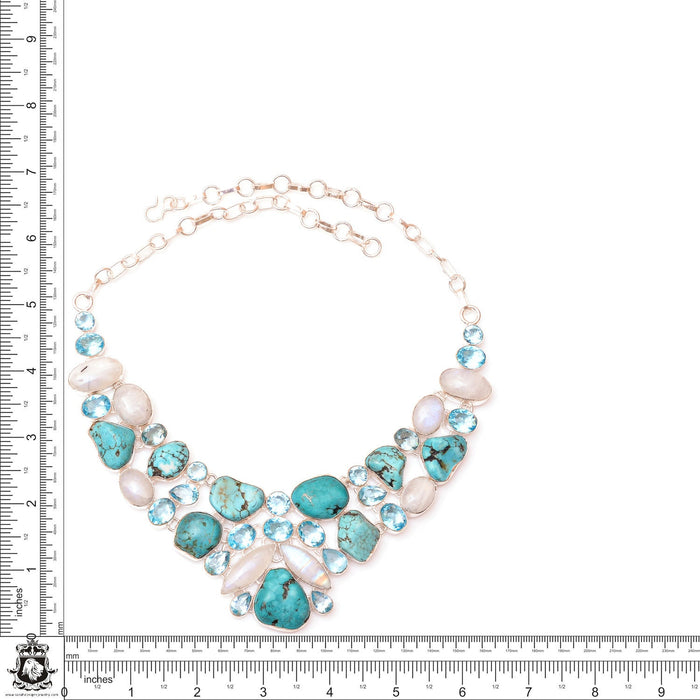 Dragon Skin Turquoise Nugget Moonstone Silver Earrings Bracelet Necklace Set SET1225