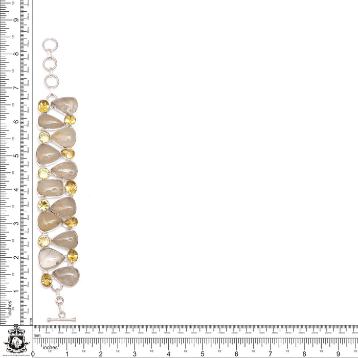 Rutile Quartz Citrine Necklace Bracelet Dangle & Drop Earrings SET1153