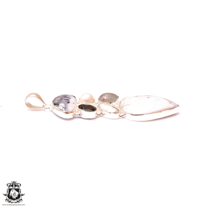 Dendritic Opal Pearl Smokey Topaz Pendant & 3MM Italian Chain P9596