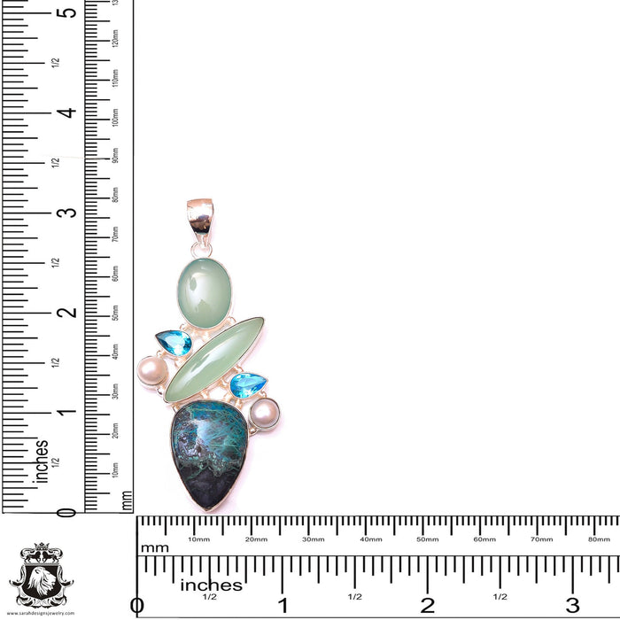 Shattuckite Chalcedony Pearl Pendant & 3MM Italian Chain P9915