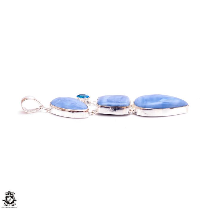 3 Inch Owyhee Opal Blue Topaz Pendant & Chain P9418