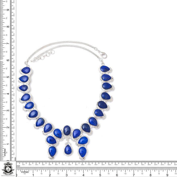 AAA Grade Lapis Lazuli Squash Blossom Statement Necklace BN42