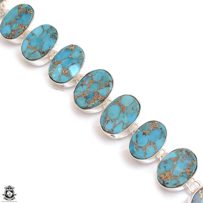 Mohave Blue Turquoise Genuine Gemstone Silver Bracelet B4641