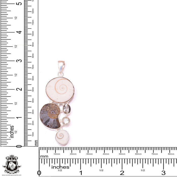 Ammonite Shiva Shell Pendant & 3MM Italian Chain P9812
