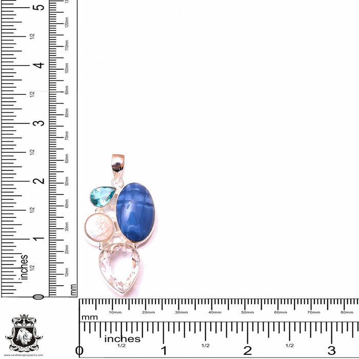 Owyhee Opal Clear Topaz Pearl Pendant & 3MM Italian Chain P10027