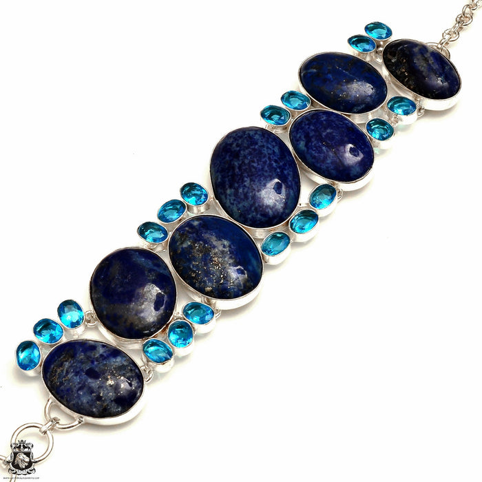 Blue Dendritic Agate Larimar Bracelet Necklace Dangle Earrings SET1136