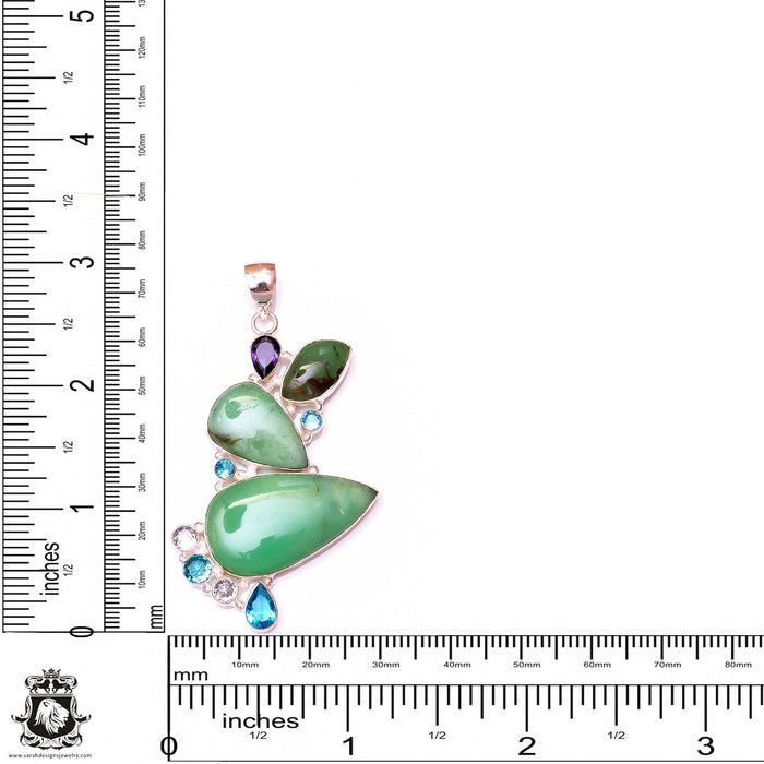 Chrysoprase Blue Topaz Pendant & 3MM Italian Chain P9828