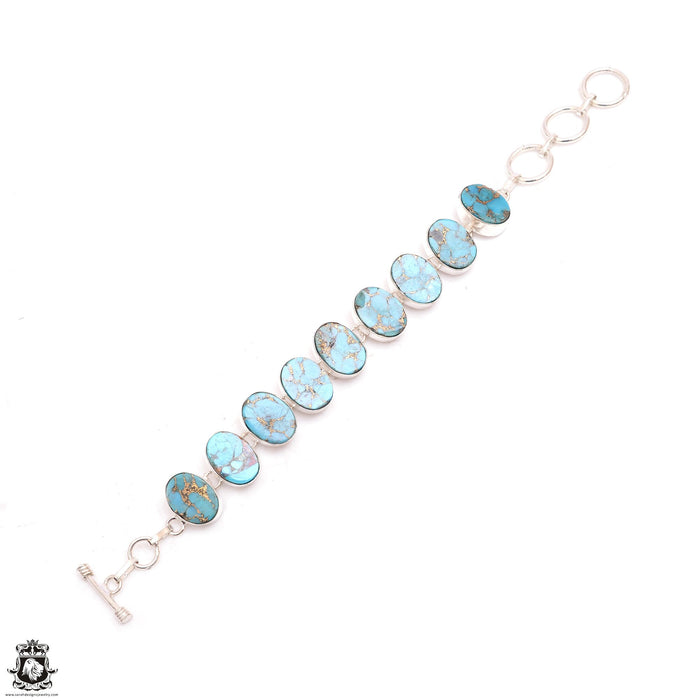 Mohave Pyrite Turquoise Genuine Gemstone Silver Bracelet B4590