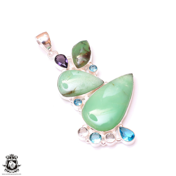 Chrysoprase Blue Topaz Pendant & 3MM Italian Chain P9828