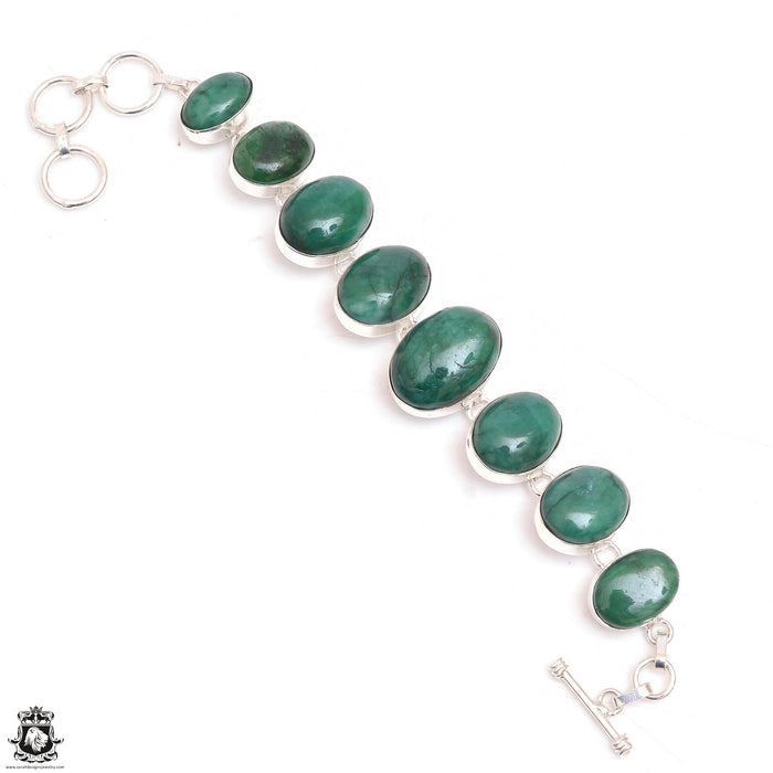 Sakota Mined Emerald Genuine Gemstone Silver Bracelet B4634
