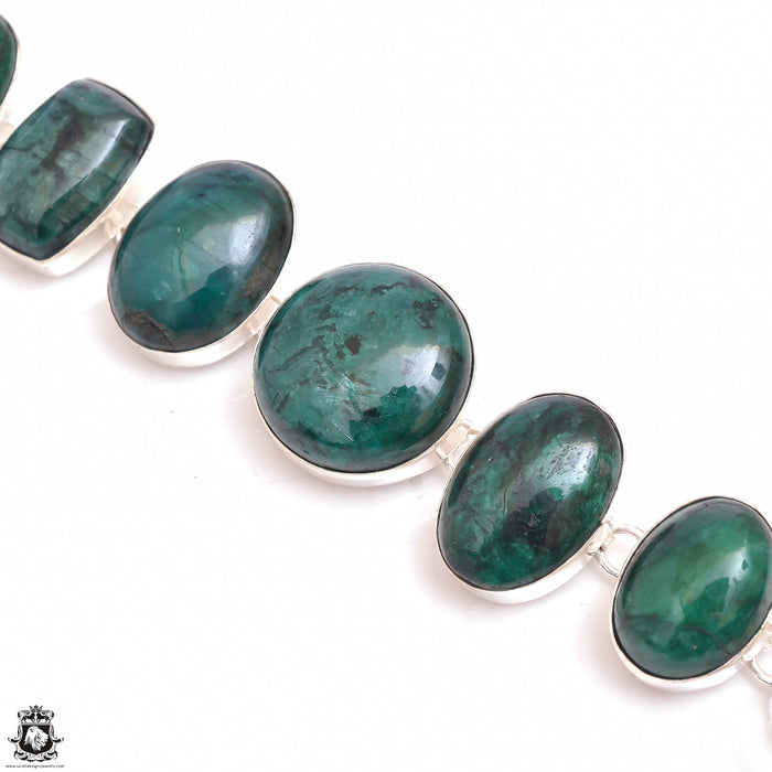 Sakota Mined Emerald Genuine Gemstone Silver Bracelet B4620