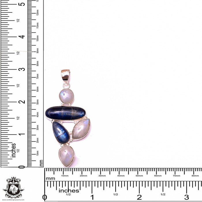 Tanzanite Moonstone Kyanite Pendant & 3MM Italian Chain P9903