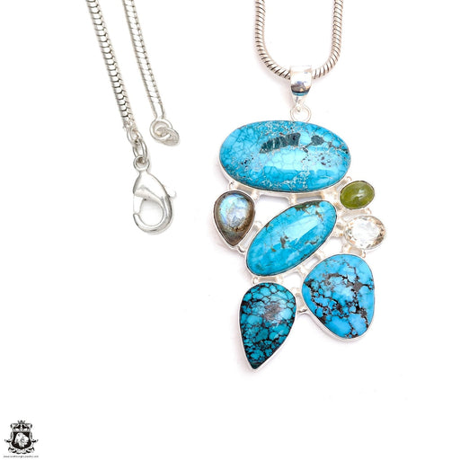 Don't Stop till you get enough! Number 8 Turquoise Labradorite Peridot Green amethyst & FREE 3MM Italian Chain P9497