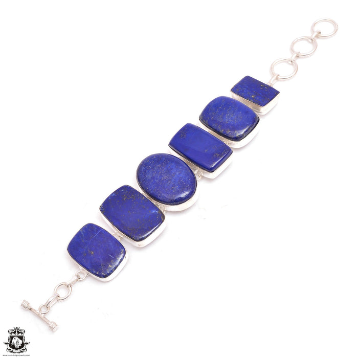 Blast of Blue! Lapis lazuli Genuine Gemstone Silver Bracelet B4599