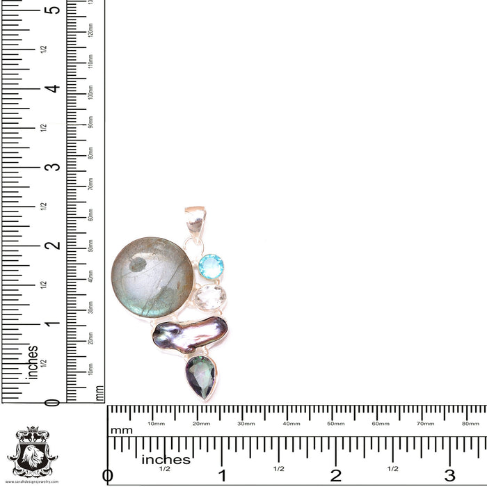 AAA Grade Labradorite Pearl Pendant & 3MM Italian Chain P9618