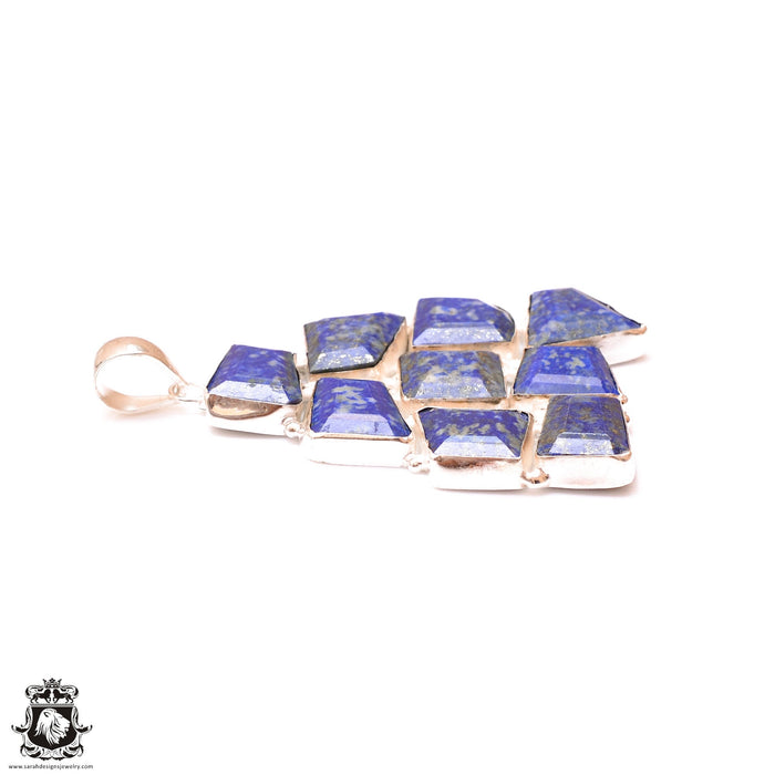 Gold Dotted Lapis Lazuli Pendant & 3MM Italian Chain P9657