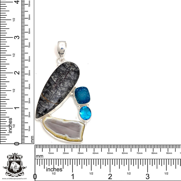 Orthoceras Fossil Pendant 4mm Snake Chain P7788