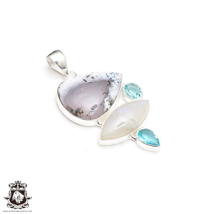 Dendritic Opal Moonstone Pendant & Chain P9331