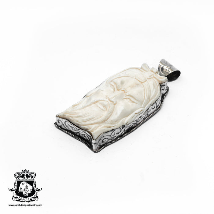 Guardian Deity Guan Yu  Carving Silver Pendant & Chain N393