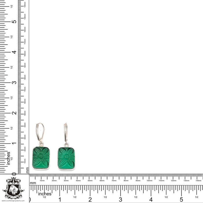 1.7 Inch Green Aventurine 925 SOLID Sterling Silver Leverback Earrings E177