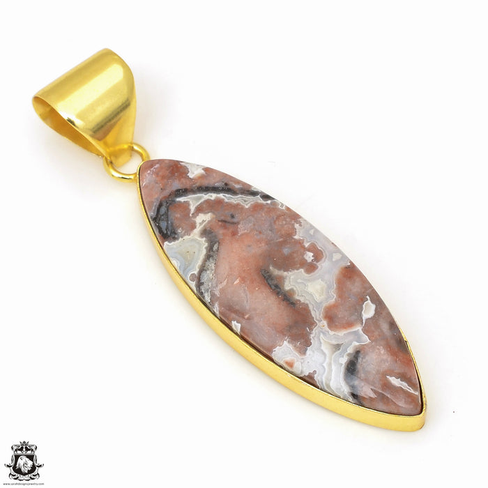 Crazy Lace Agate 24K Gold Plated Pendant  GPH611