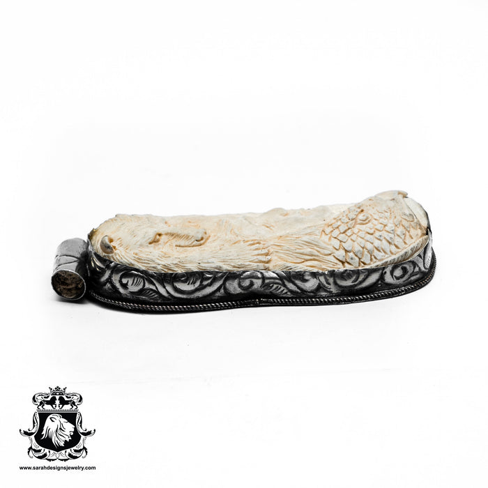 Hiawatha Bear Eagle  Carving Silver Pendant & Chain N343