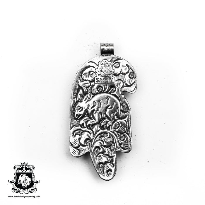 Feathered Eagle  Carving Silver Pendant & Chain N365