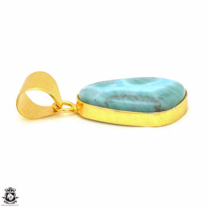 Larimar 24K Gold Plated Pendant  GPH526