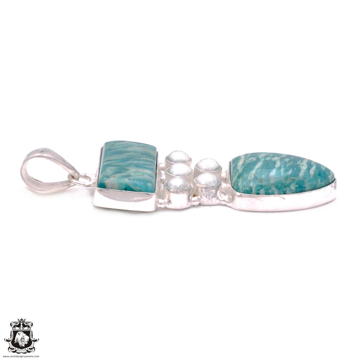 Amazonite Pearl Pendant & Chain P8104