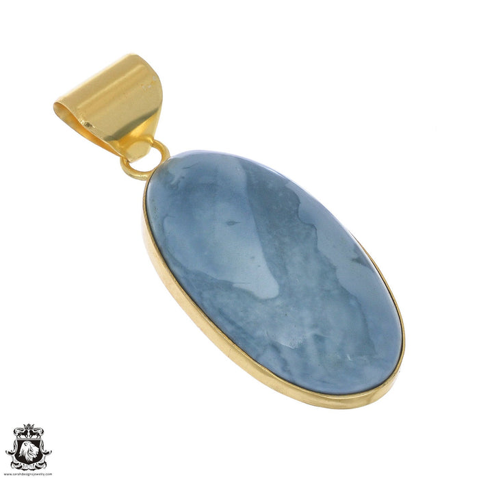 Owyhee Blue Opal 24K Gold Plated Pendant 3mm Snake Chain GPH1070