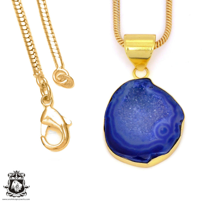 Seafoam Ocean Geode 24K Gold Plated Pendant  GPH1278