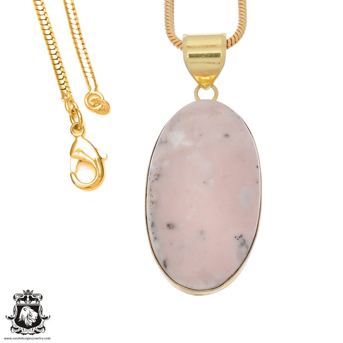 Peruvian Pink Opal 24K Gold Plated Pendant  GPH991