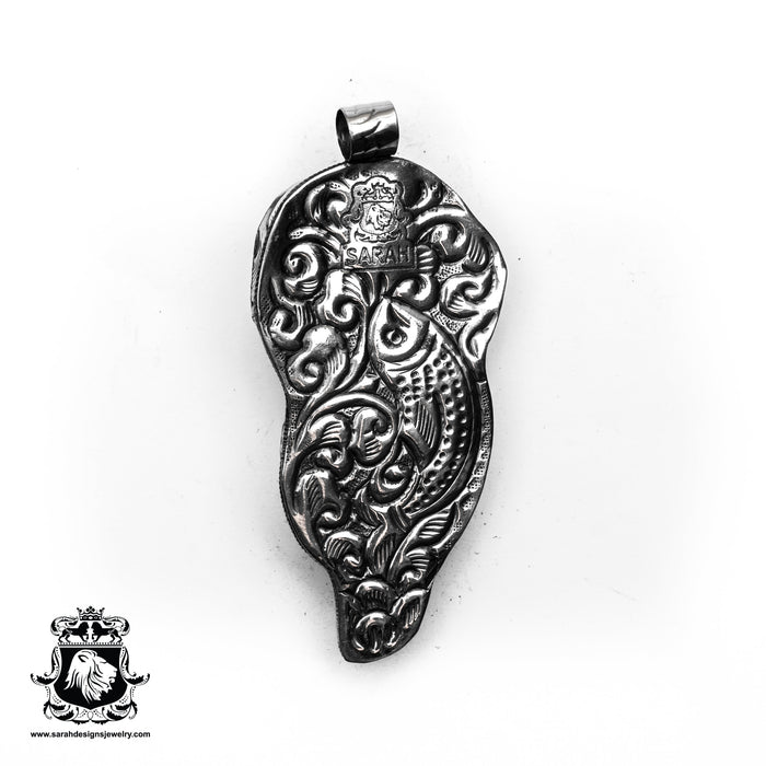 Celtic Dragon  Carving Silver Pendant & Chain N412