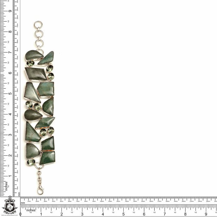 Pendulum Shaped Genuine Aquamarine Necklace Bracelet SET950