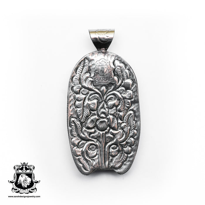 Split Skull  Carving Silver Pendant & Chain N502